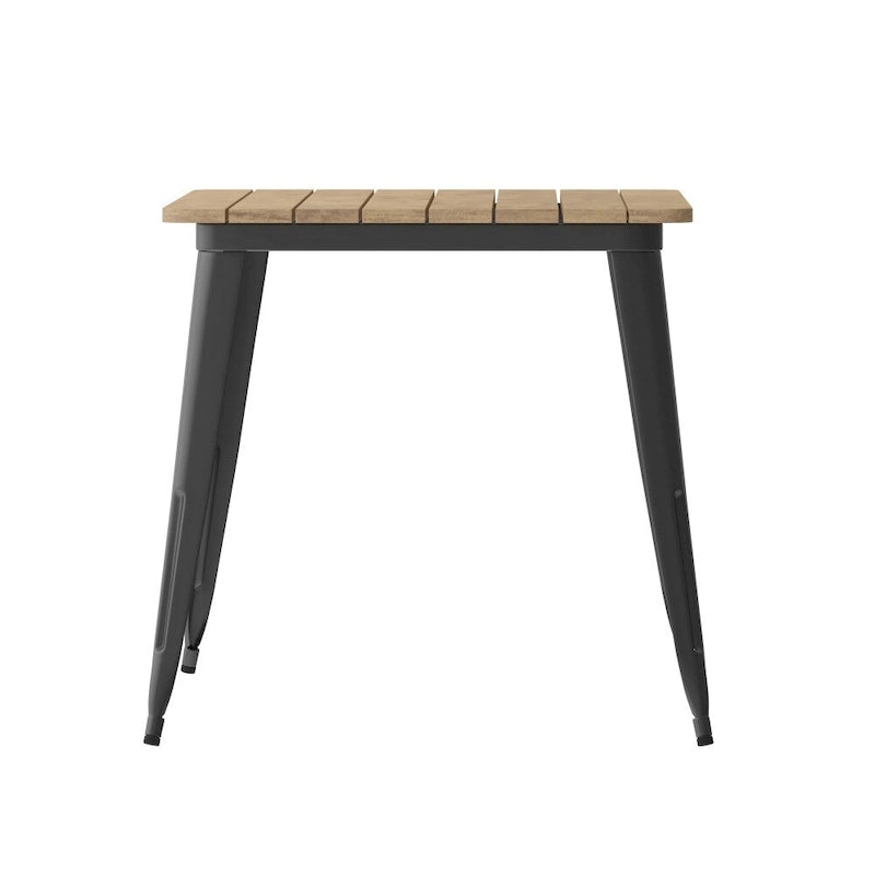 Table à manger d'extérieur rectangulaire marron/noir avec trou pour parasol, 6 places