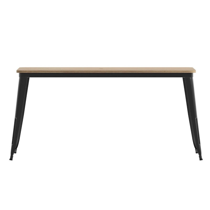 Table à manger d'extérieur rectangulaire marron/noir avec trou pour parasol, 6 places