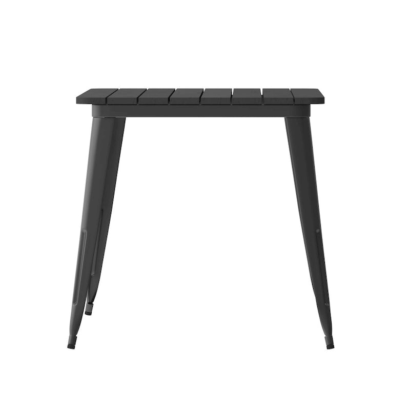 Table à manger d'extérieur rectangulaire marron/noir avec trou pour parasol, 6 places