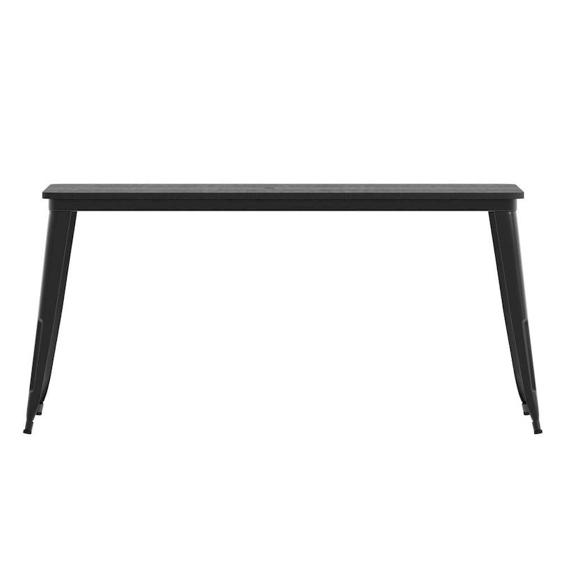 Table à manger d'extérieur rectangulaire marron/noir avec trou pour parasol, 6 places