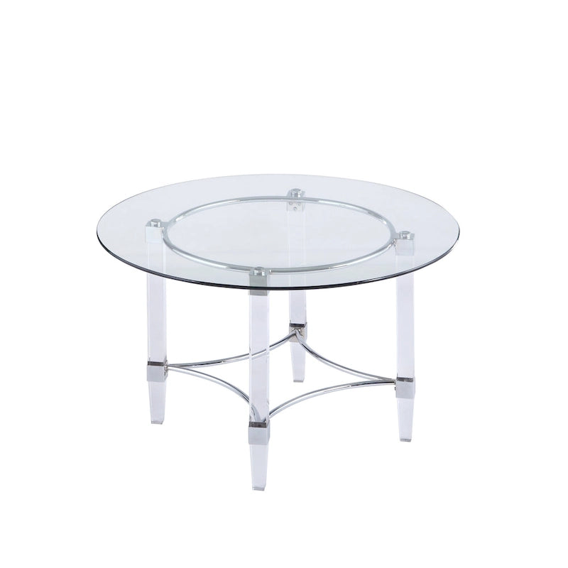 Ensemble de salle à manger rond 5 pièces en verre, noir et or, 4 places