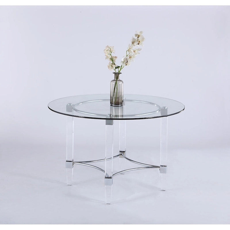 Ensemble de salle à manger rond 5 pièces en verre, noir et or, 4 places