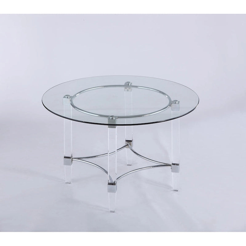 Ensemble de salle à manger rond 5 pièces en verre, noir et or, 4 places
