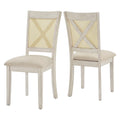 Chaise de salle à manger avec dossier en cannage, assise en lin beige, lot de 2