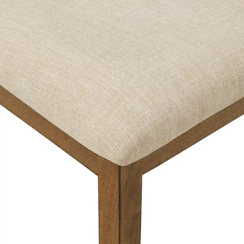 Chaise de salle à manger avec dossier en cannage, assise en lin beige, lot de 2