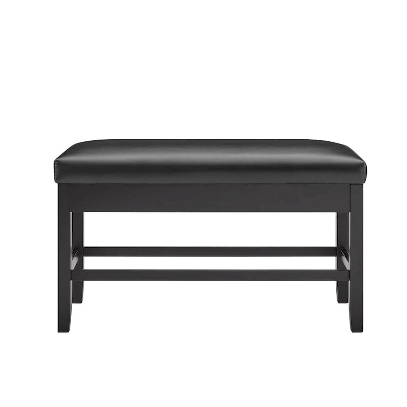 Banc de rangement en ébène noir, hauteur comptoir, similicuir, 1 place