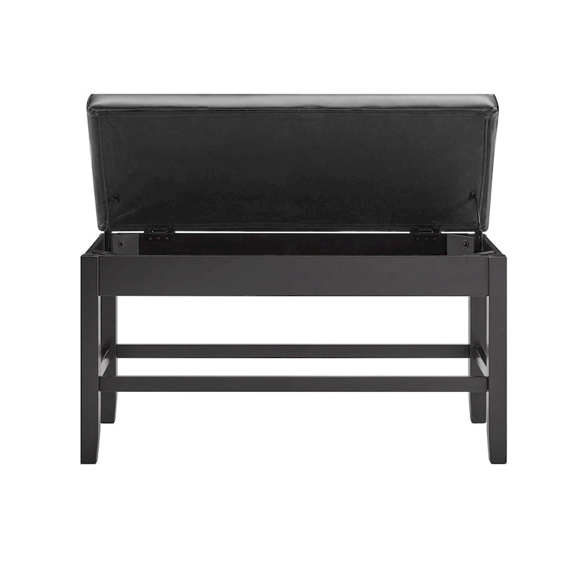 Banc de rangement en ébène noir, hauteur comptoir, similicuir, 1 place