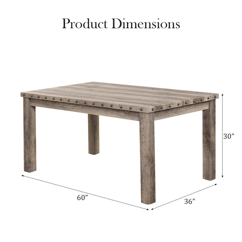Table de salle à manger rectangulaire beige, style campagnard, 4 à 6 places
