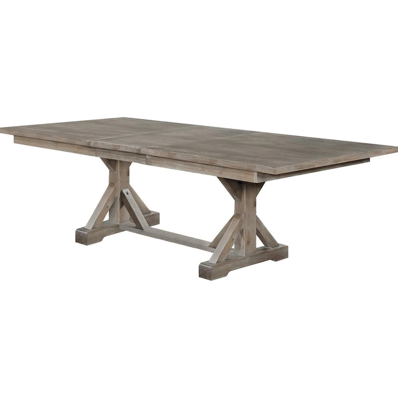 Ensemble de salle à manger rustique 9 pièces Gray/Walnut Trestle, 8 places