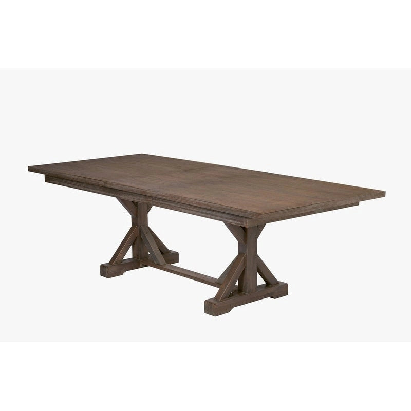 Ensemble de salle à manger rustique 9 pièces Gray/Walnut Trestle, 8 places