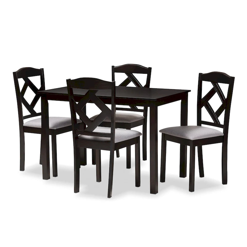 Ensemble de salle à manger 5 pièces contemporain gris/marron pour 4 personnes