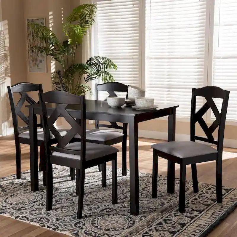 Ensemble de salle à manger 5 pièces contemporain gris/marron pour 4 personnes