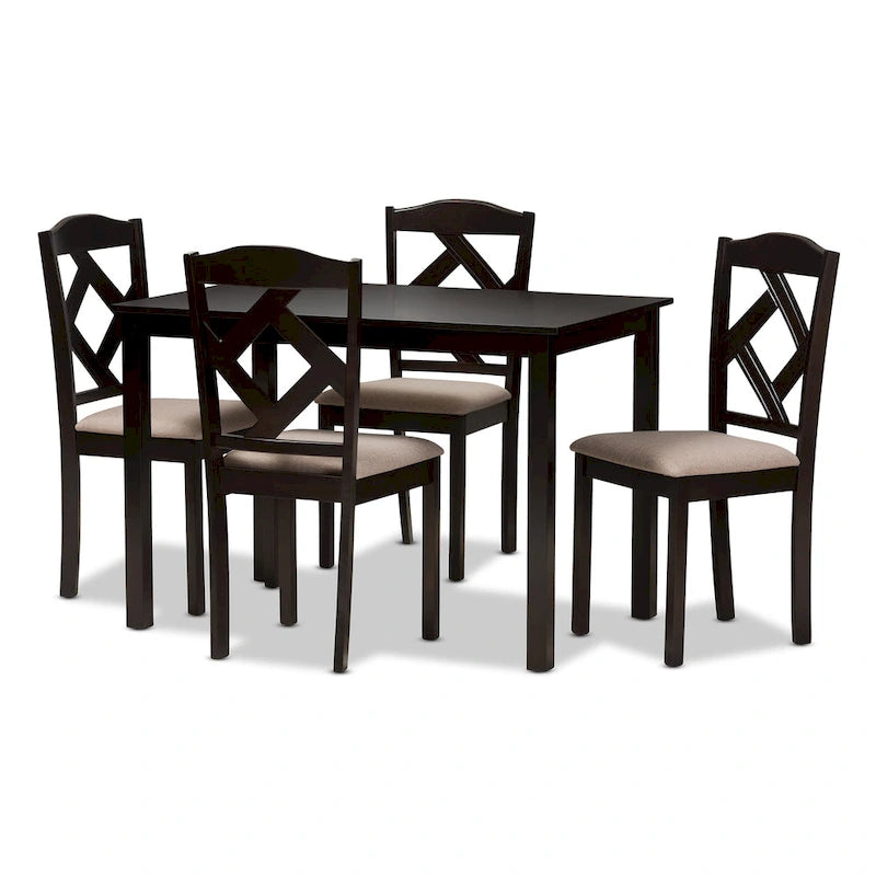 Ensemble de salle à manger 5 pièces contemporain gris/marron pour 4 personnes