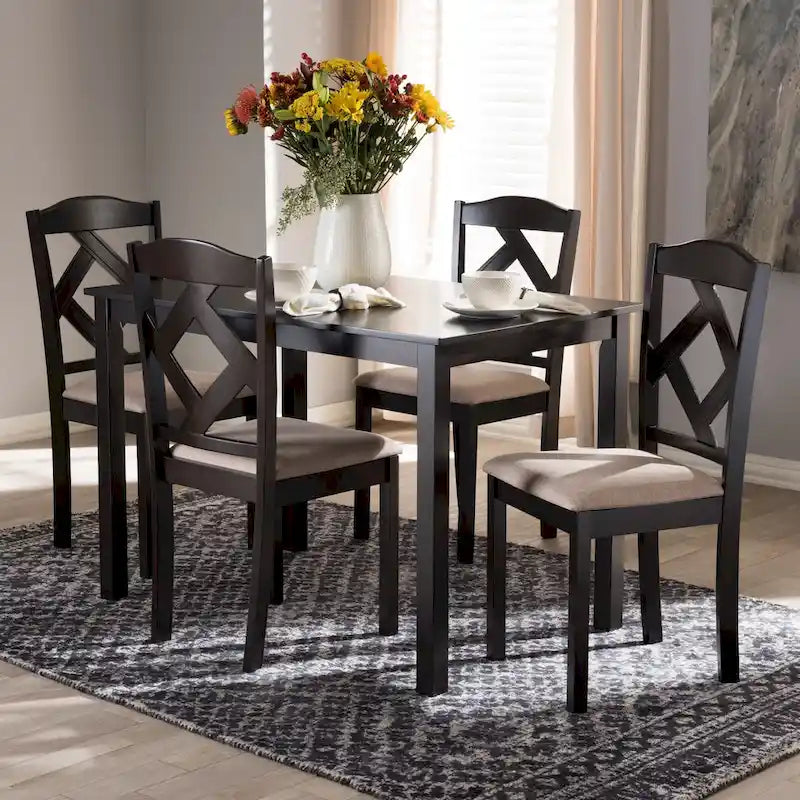 Ensemble de salle à manger 5 pièces contemporain gris/marron pour 4 personnes