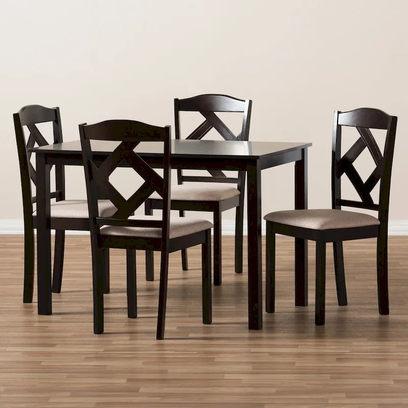 Ensemble de salle à manger 5 pièces contemporain gris/marron pour 4 personnes