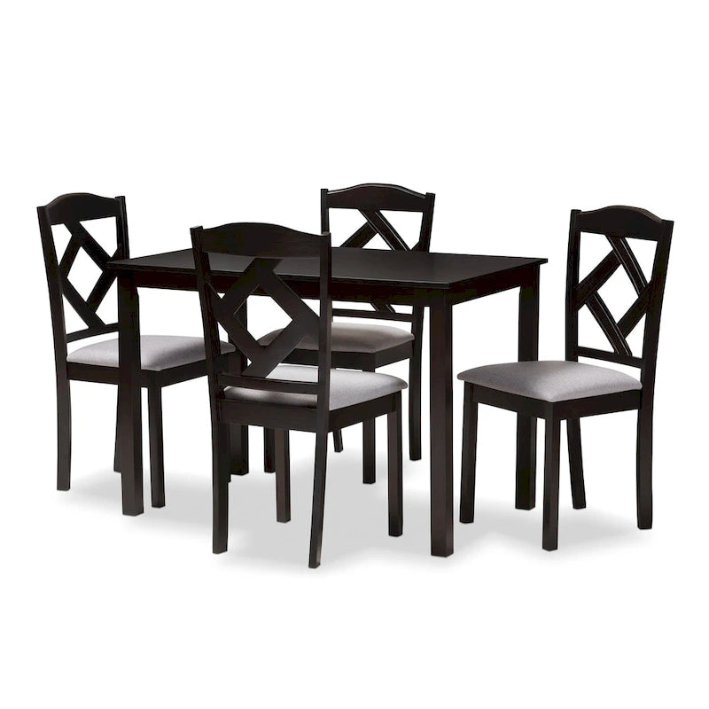 Ensemble de salle à manger 5 pièces contemporain gris/marron pour 4 personnes