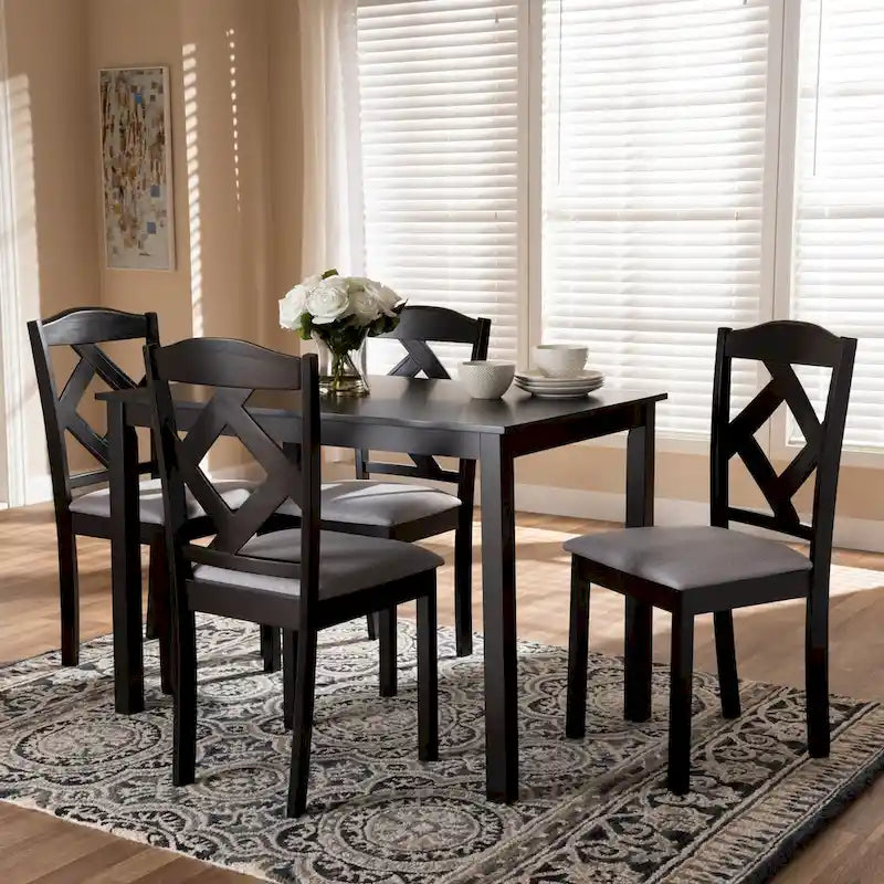 Ensemble de salle à manger 5 pièces contemporain gris/marron pour 4 personnes
