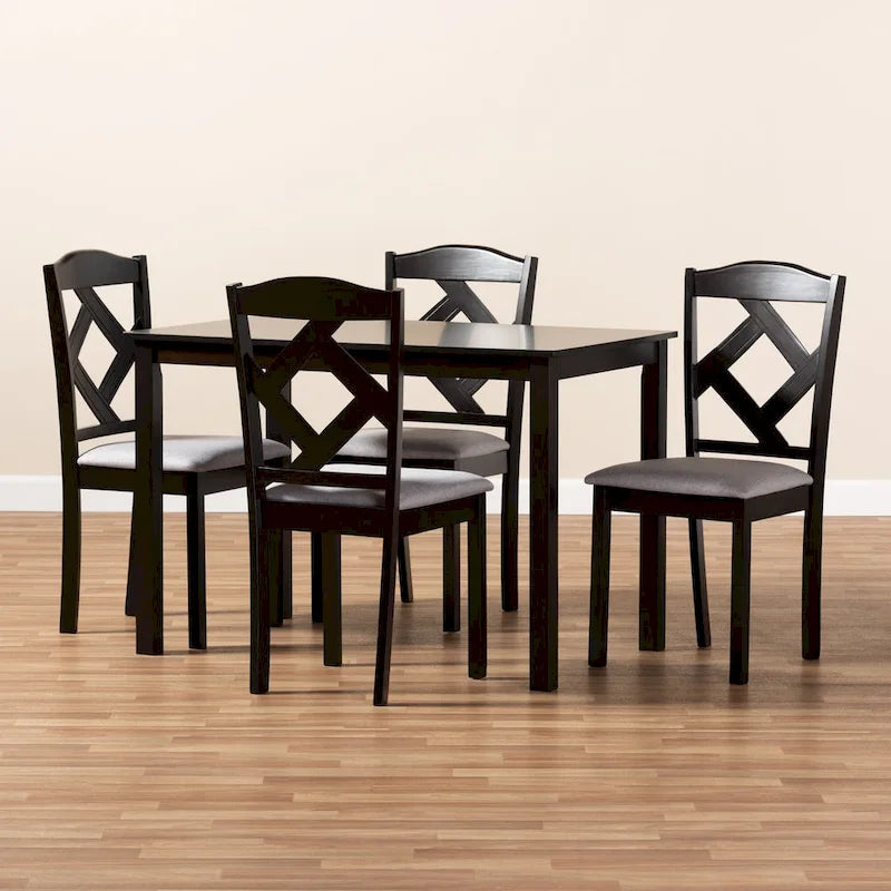 Ensemble de salle à manger 5 pièces contemporain gris/marron pour 4 personnes