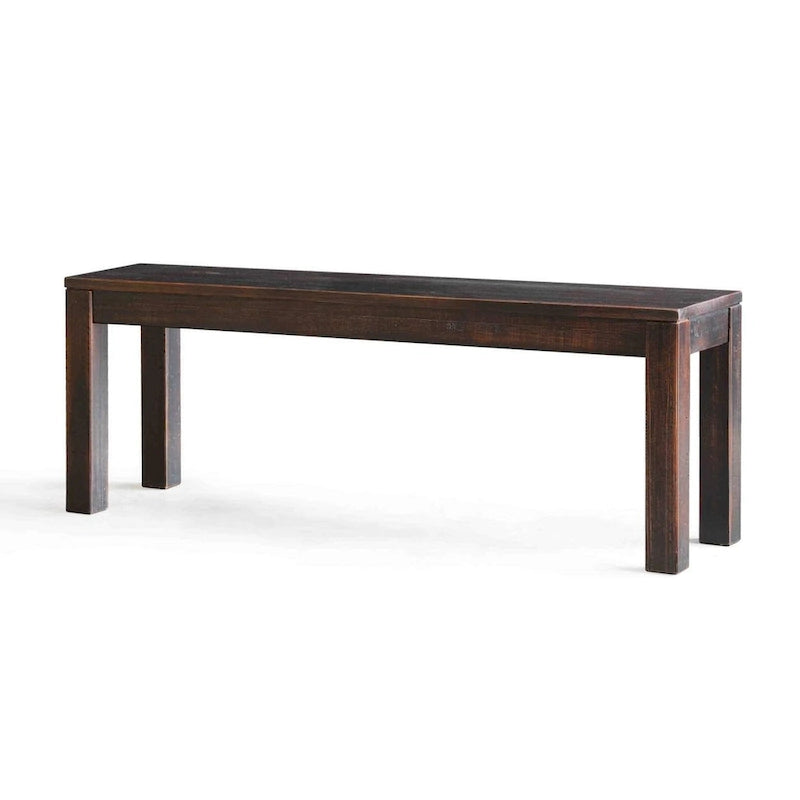 Banc sans dossier en bois massif vieilli / flotté / noyer rustique, 2 places