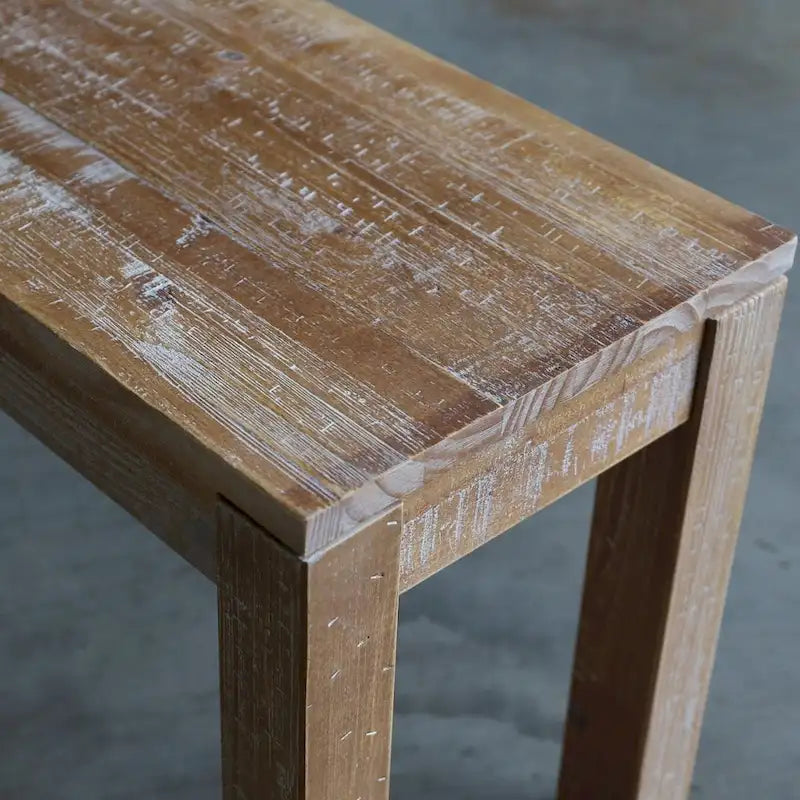 Banc sans dossier en bois massif vieilli / flotté / noyer rustique, 2 places