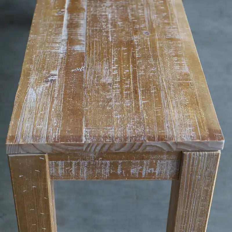 Banc sans dossier en bois massif vieilli / flotté / noyer rustique, 2 places