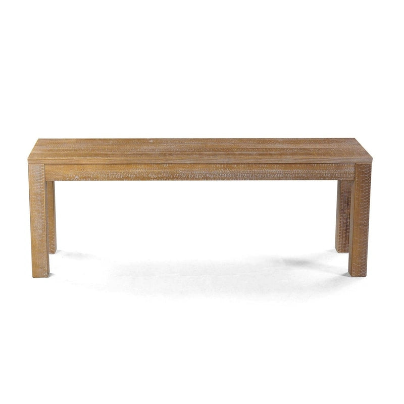 Banc sans dossier en bois massif vieilli / flotté / noyer rustique, 2 places