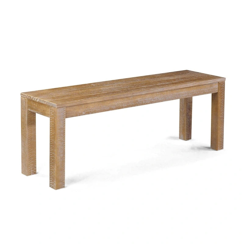 Banc sans dossier en bois massif vieilli / flotté / noyer rustique, 2 places