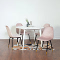 Ensemble de salle à manger rond 5 pièces avec chaises en velours, 4 places – Rose / Vert / Gris / Bleu