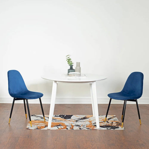 Ensemble de salle à manger rond 5 pièces avec chaises en velours, 4 places – Rose / Vert / Gris / Bleu