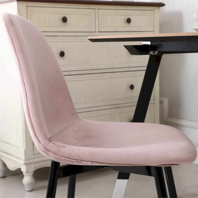 Ensemble de salle à manger rond 5 pièces avec chaises en velours, 4 places – Rose / Vert / Gris / Bleu
