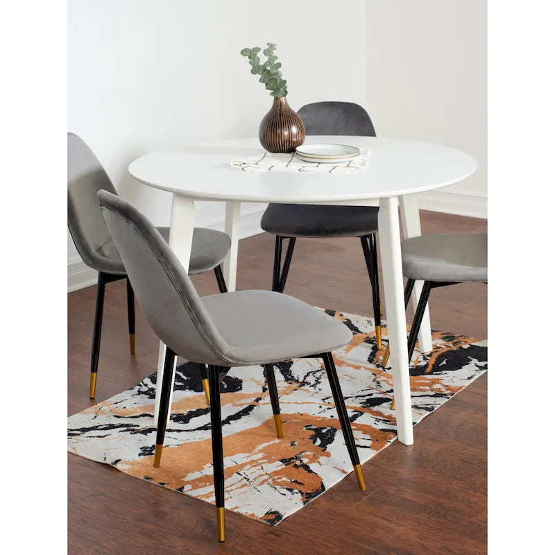 Ensemble de salle à manger rond 5 pièces avec chaises en velours, 4 places – Rose / Vert / Gris / Bleu