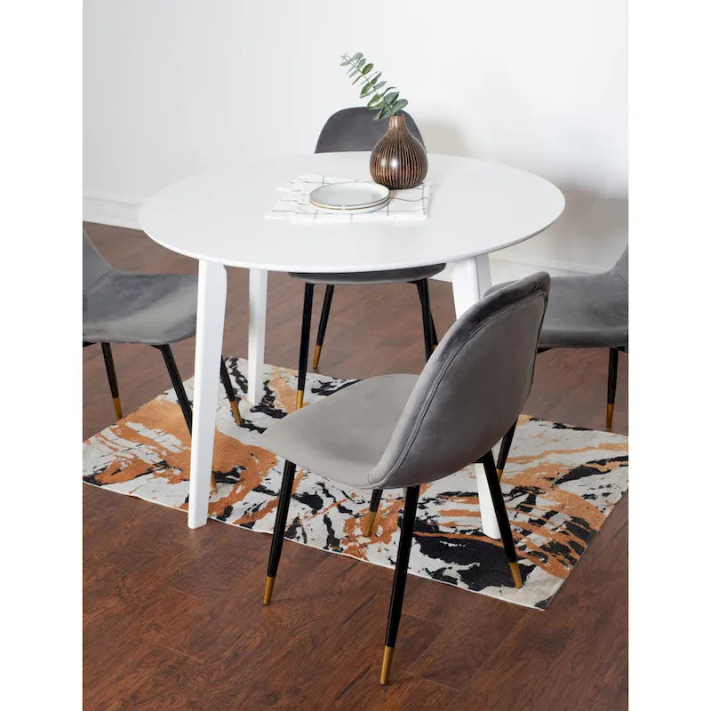 Ensemble de salle à manger rond 5 pièces avec chaises en velours, 4 places – Rose / Vert / Gris / Bleu