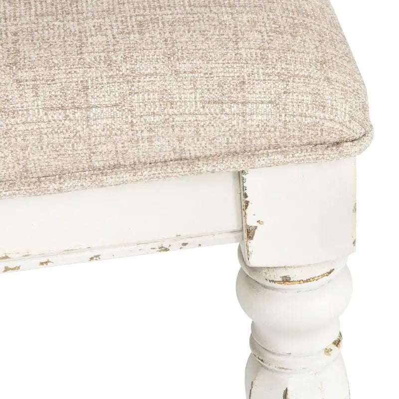 Chaise de salle à manger latérale rembourrée à dossier ajouré, blanc antique/bisque vieilli, lot de 2