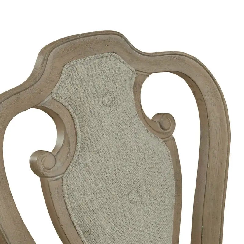 Chaise de salle à manger latérale rembourrée à dossier ajouré, blanc antique/bisque vieilli, lot de 2