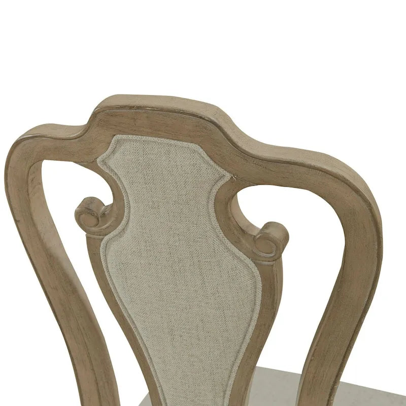 Chaise de salle à manger latérale rembourrée à dossier ajouré, blanc antique/bisque vieilli, lot de 2