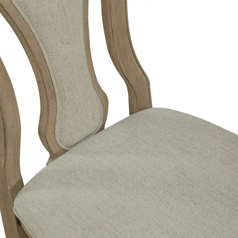 Chaise de salle à manger latérale rembourrée à dossier ajouré, blanc antique/bisque vieilli, lot de 2