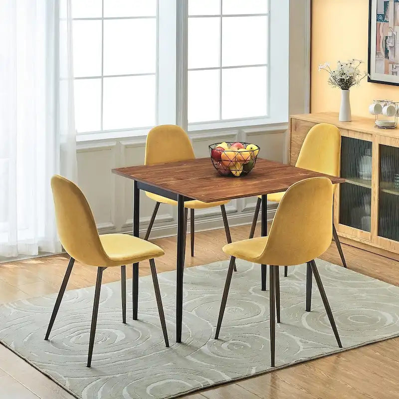 Chaise de salle à manger rembourrée, sans accoudoirs à dossier bas, lot de 4 – Tissu éponge / Tissu / Velours
