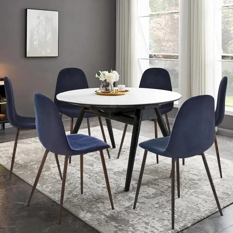 Chaise de salle à manger rembourrée, sans accoudoirs à dossier bas, lot de 4 – Tissu éponge / Tissu / Velours