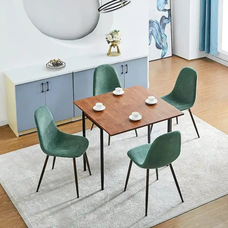 Chaise de salle à manger rembourrée, sans accoudoirs à dossier bas, lot de 4 – Tissu éponge / Tissu / Velours