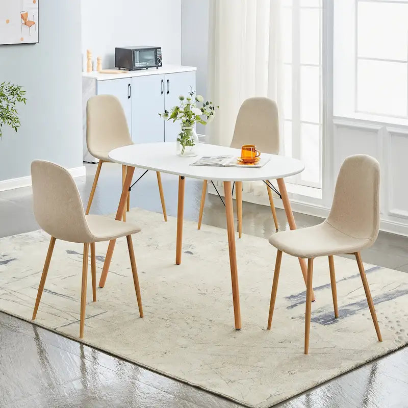 Chaise de salle à manger rembourrée, sans accoudoirs à dossier bas, lot de 4 – Tissu éponge / Tissu / Velours