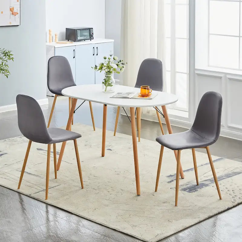 Chaise de salle à manger rembourrée, sans accoudoirs à dossier bas, lot de 4 – Tissu éponge / Tissu / Velours