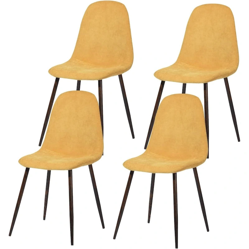 Chaise de salle à manger rembourrée, sans accoudoirs à dossier bas, lot de 4 – Tissu éponge / Tissu / Velours