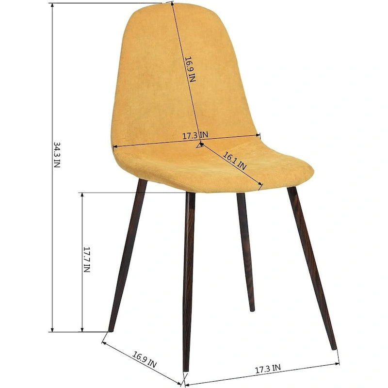 Chaise de salle à manger rembourrée, sans accoudoirs à dossier bas, lot de 4 – Tissu éponge / Tissu / Velours