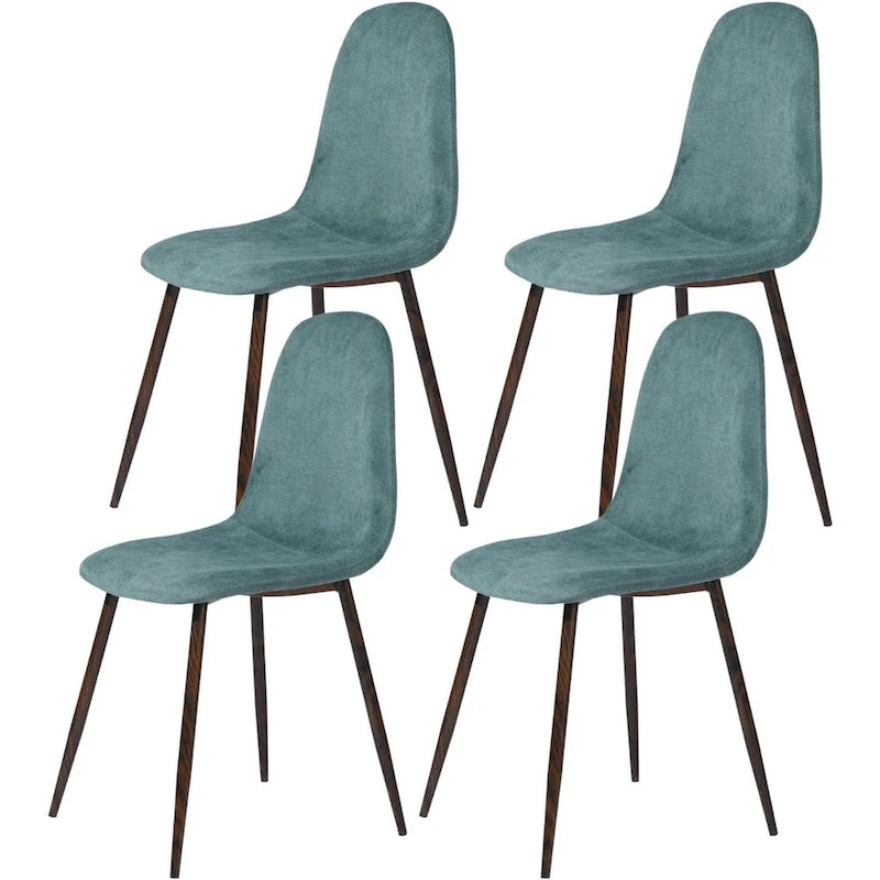 Chaise de salle à manger rembourrée, sans accoudoirs à dossier bas, lot de 4 – Tissu éponge / Tissu / Velours