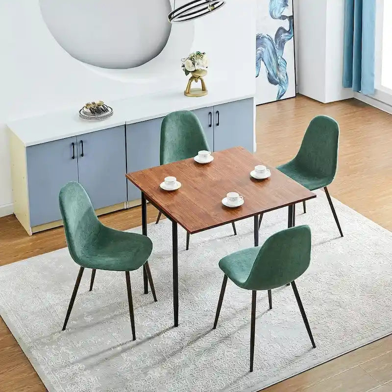Chaise de salle à manger rembourrée, sans accoudoirs à dossier bas, lot de 4 – Tissu éponge / Tissu / Velours