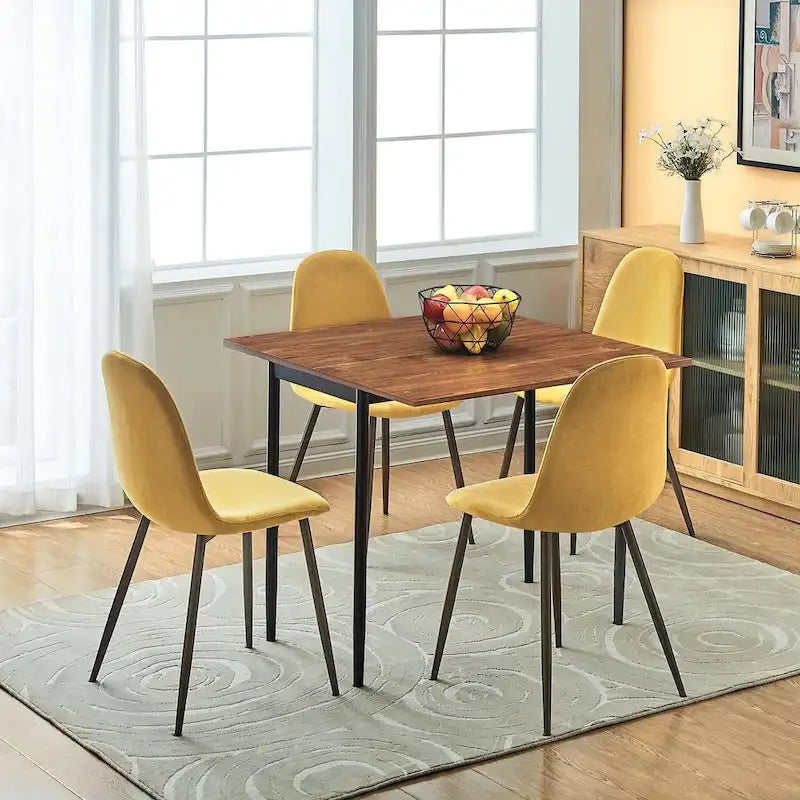 Chaise de salle à manger rembourrée, sans accoudoirs à dossier bas, lot de 4 – Tissu éponge / Tissu / Velours