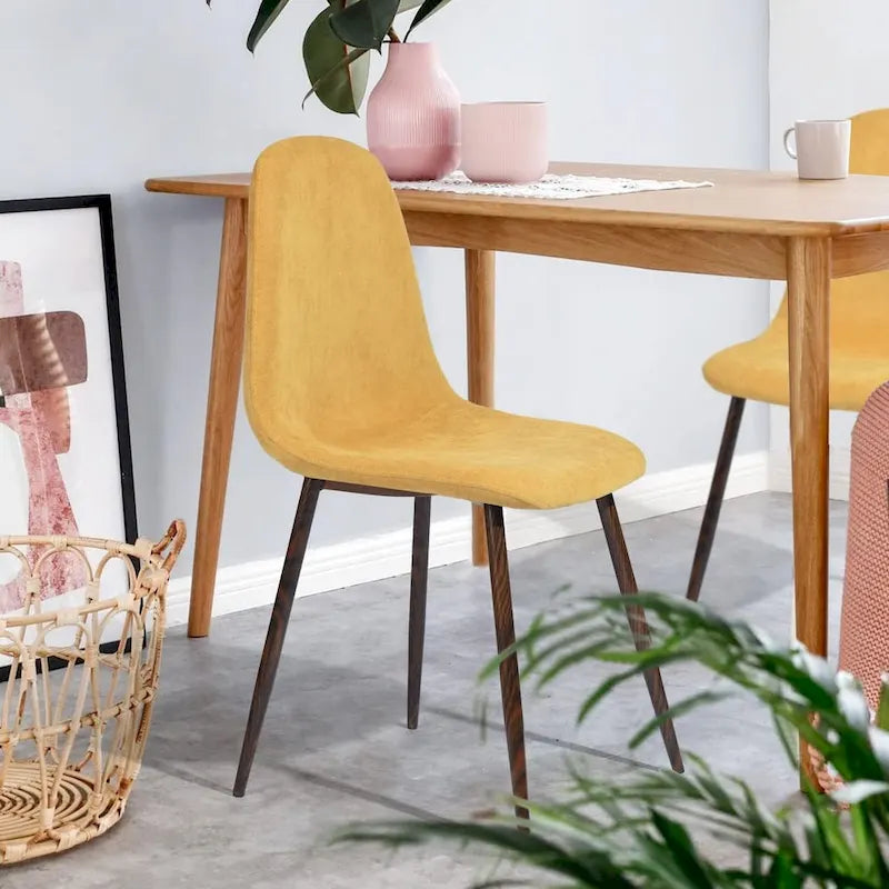 Chaise de salle à manger rembourrée, sans accoudoirs à dossier bas, lot de 4 – Tissu éponge / Tissu / Velours