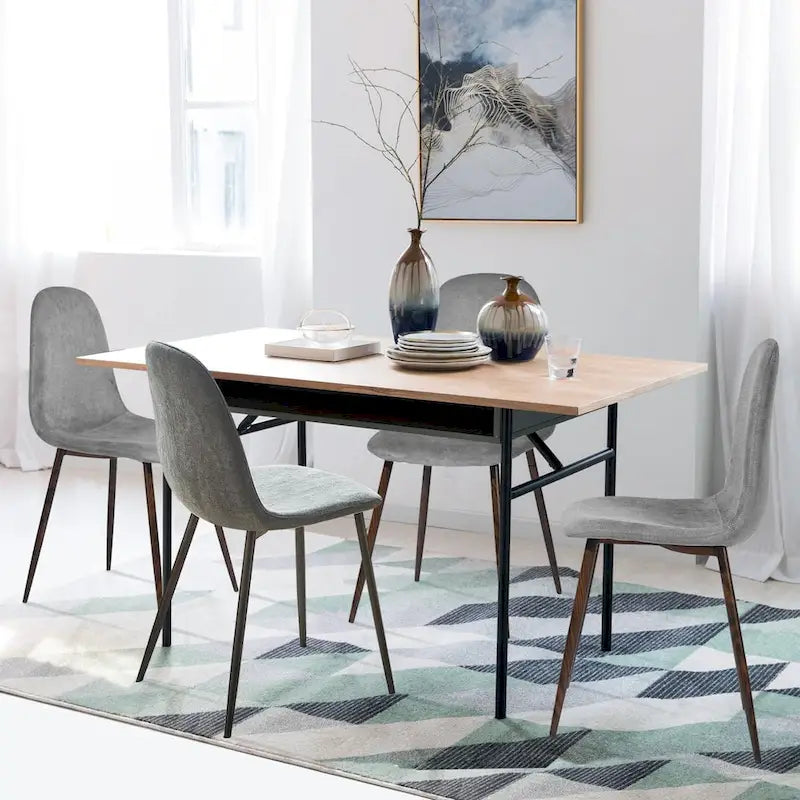 Chaise de salle à manger rembourrée, sans accoudoirs à dossier bas, lot de 4 – Tissu éponge / Tissu / Velours
