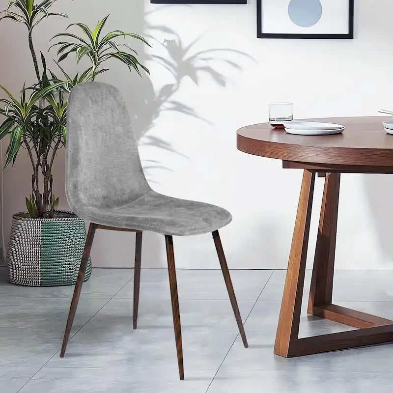 Chaise de salle à manger rembourrée, sans accoudoirs à dossier bas, lot de 4 – Tissu éponge / Tissu / Velours