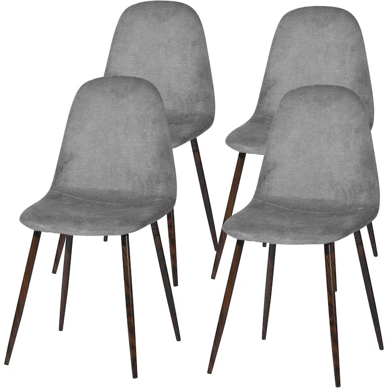 Chaise de salle à manger rembourrée, sans accoudoirs à dossier bas, lot de 4 – Tissu éponge / Tissu / Velours
